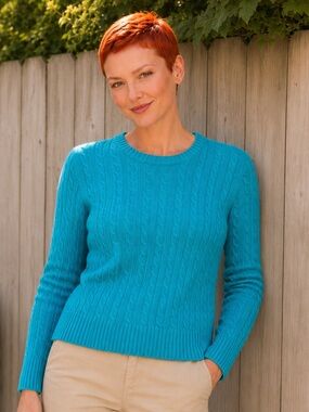 Lilly Pulitzer Aqua Turquoise Cable Knit Cotton Sweater XS